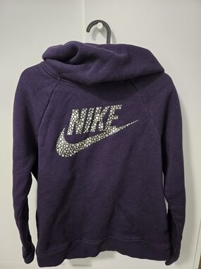 Nike Purple Funnel Hoodie with Metallic Logo